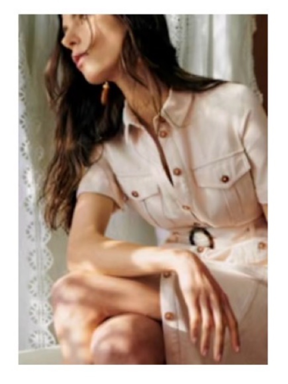 Sezane Raquel Dress Mottled Ecru - Size 8/40